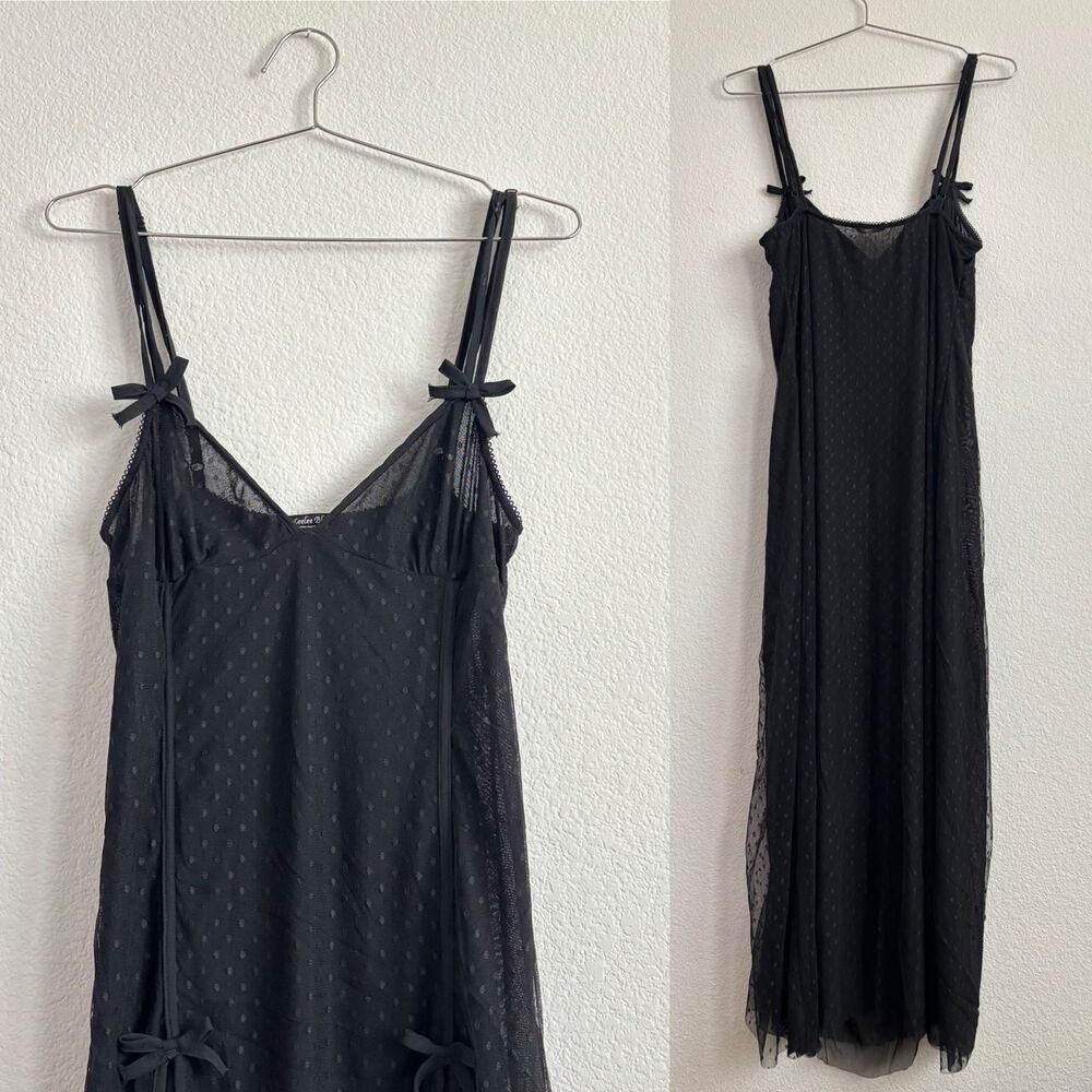 Vintage Women's Black Lace Nightgown Maxi Dress